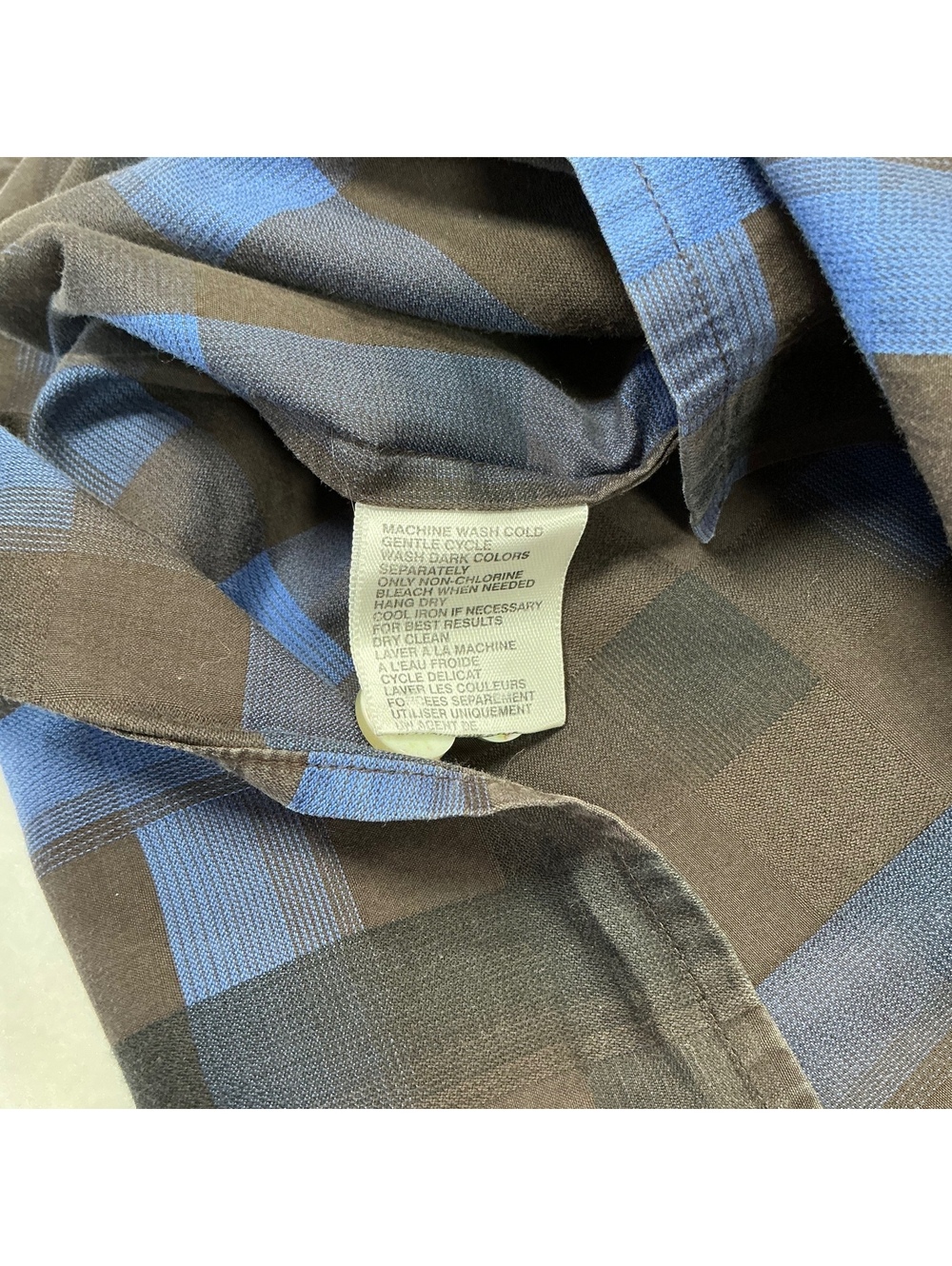 Tommy Bahama Men's Long Sleeve Blue and Brown Plaid Button-Up Shirt 100% Cotton - Picture 8 of 13